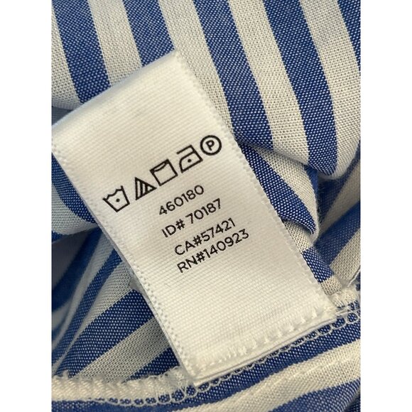 LOFT Blue White Striped Boho Embroidered Blouse Peasant Tunic Top Large Petite - Picture 7 of 7